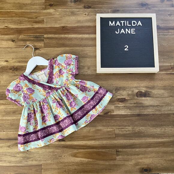 Matilda Jane Secret Fields Lilac Floral Bouquet Wrap Top Green Purple Yellow 2 - Picture 1 of 8